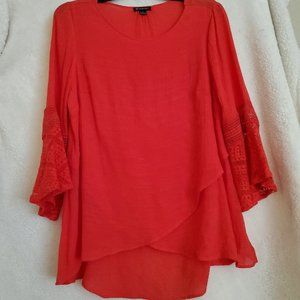 Women's red cotton blouse